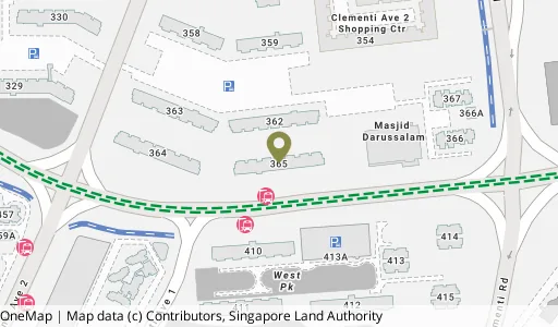 Location map of Blk 365 Clementi Ave 2, a HDB resale block in Clementi, Singapore