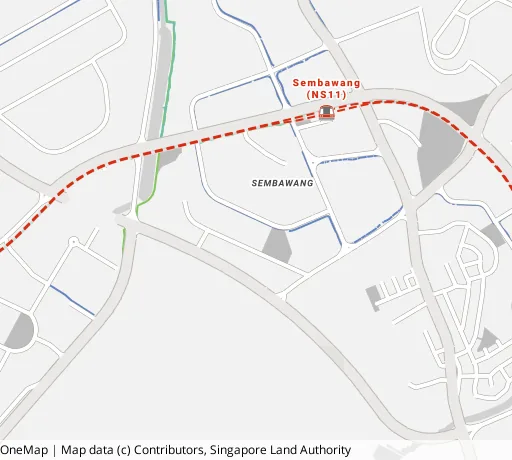 Map of the area around Blk 365A Sembawang Cres in Sembawang, showing 400 m and 1 km rings and 2 primary schools within 1 km