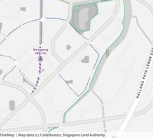 Map of the area around Blk 365A Upp Serangoon Rd in Hougang, showing 400 m and 1 km rings and 3 primary schools within 1 km