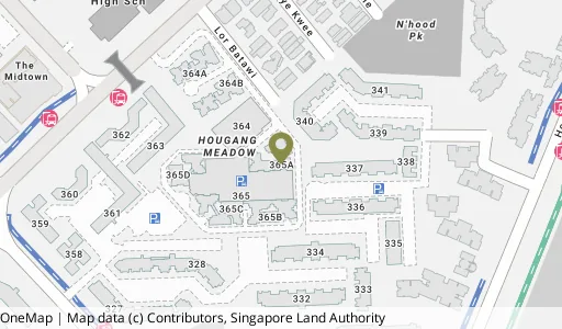 Location map of Blk 365A Upp Serangoon Rd, a HDB resale block in Hougang, Singapore