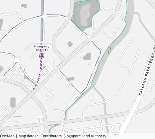 Map of the area around Blk 365B Upp Serangoon Rd in Hougang, showing 400 m and 1 km rings and 2 primary schools within 1 km