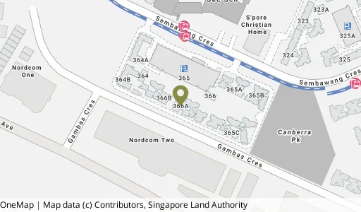 Location map of Blk 366A Sembawang Cres, a HDB resale block in Sembawang, Singapore