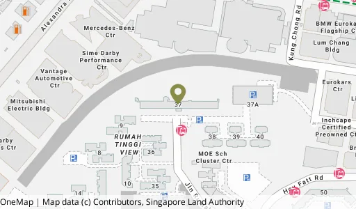 Location map of Blk 37 Jln Rumah Tinggi, a HDB resale block in Bukit Merah, Singapore