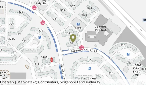 Location map of Blk 371 Jurong East St 32, a HDB resale block in Jurong East, Singapore