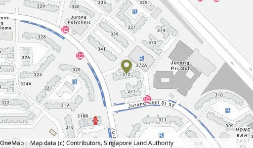 Location map of Blk 372 Jurong East St 32, a HDB resale block in Jurong East, Singapore