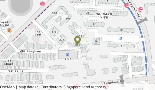 Location map of Blk 373 Hougang St 31, a HDB resale block in Hougang, Singapore