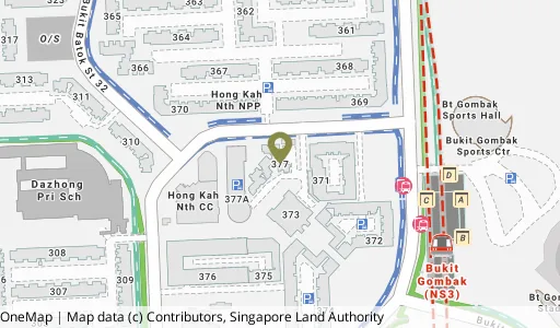 Location map of Blk 377 Bt Batok St 31, a HDB resale block in Bukit Batok, Singapore