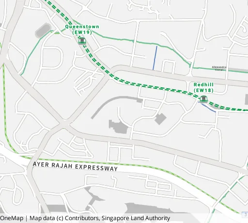 Map of the area around Blk 38 Jln Rumah Tinggi in Bukit Merah, showing 400 m and 1 km rings and 2 primary schools within 1 km