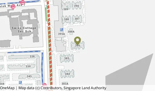 Location map of Blk 386 Bt Batok West Ave 5, a HDB resale block in Bukit Batok, Singapore