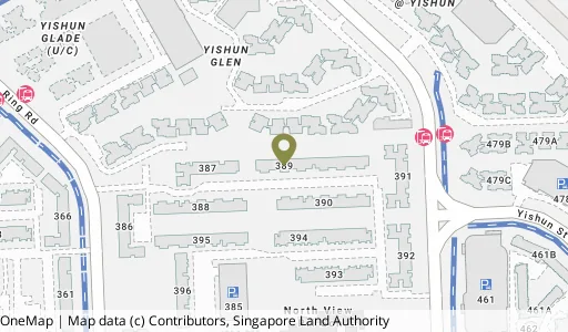 Location map of Blk 389 Yishun Ave 6, a HDB resale block in Yishun, Singapore