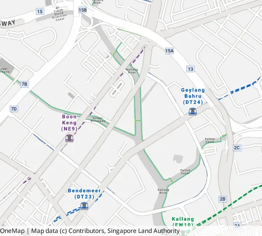 Map of the area around Blk 38C Bendemeer Rd in Kallang/Whampoa, showing 400 m and 1 km rings and 1 primary school within 1 km
