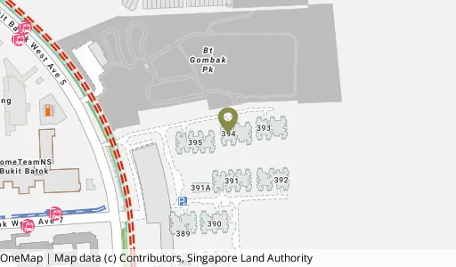 Location map of Blk 394 Bt Batok West Ave 5, a HDB resale block in Bukit Batok, Singapore