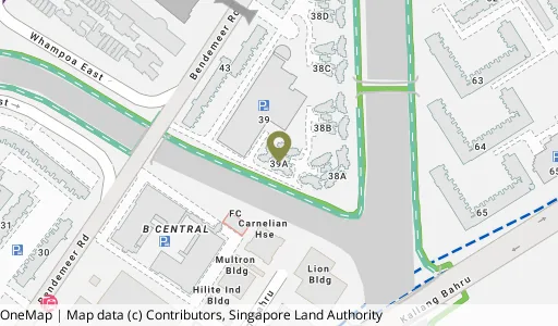 Location map of Blk 39A Bendemeer Rd, a HDB resale block in Kallang/Whampoa, Singapore