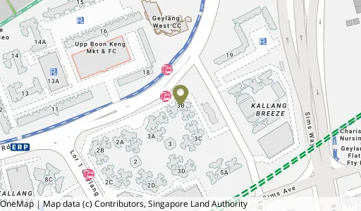 Location map of Blk 3B Upp Boon Keng Rd, a HDB resale block in Kallang/Whampoa, Singapore