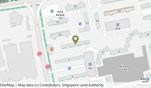 Location map of Blk 4 Bedok Sth Ave 1, a HDB resale block in Bedok, Singapore