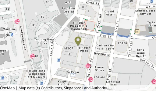 Location map of Blk 4 Tg Pagar Plaza, a HDB resale block in Central Area, Singapore