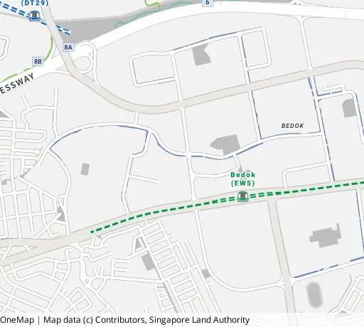 Map of the area around Blk 40 Chai Chee Ave in Bedok, showing 400 m and 1 km rings and 2 primary schools within 1 km
