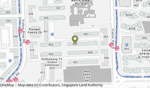 Location map of Blk 404 Yishun Ave 6, a HDB resale block in Yishun, Singapore