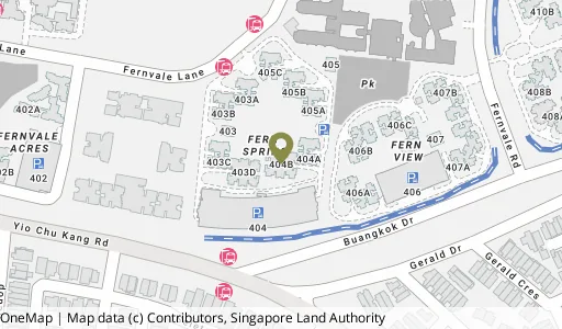 Location map of Blk 404B Fernvale Lane, a HDB resale block in Sengkang, Singapore