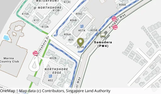Location map of Blk 405A Northshore Dr, a HDB resale block in Punggol, Singapore