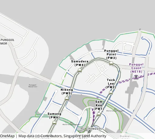 Map of the area around Blk 405B Northshore Dr in Punggol, showing 400 m and 1 km rings and 2 primary schools within 1 km