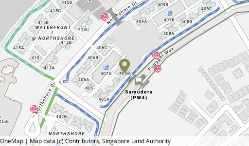 Location map of Blk 405B Northshore Dr, a HDB resale block in Punggol, Singapore