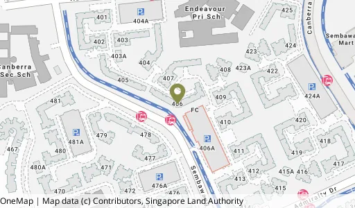 Location map of Blk 406 Sembawang Dr, a HDB resale block in Sembawang, Singapore