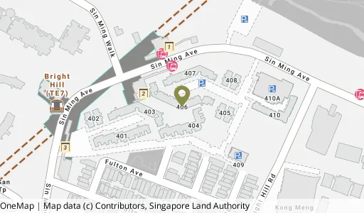 Location map of Blk 406 Sin Ming Ave, a HDB resale block in Bishan, Singapore