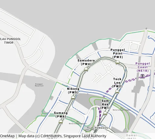 Map of the area around Blk 406A Northshore Dr in Punggol, showing 400 m and 1 km rings and 2 primary schools within 1 km