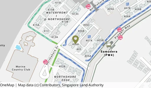 Location map of Blk 406A Northshore Dr, a HDB resale block in Punggol, Singapore