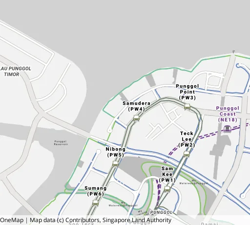 Map of the area around Blk 406B Northshore Dr in Punggol, showing 400 m and 1 km rings and 2 primary schools within 1 km