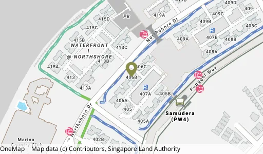 Location map of Blk 406B Northshore Dr, a HDB resale block in Punggol, Singapore