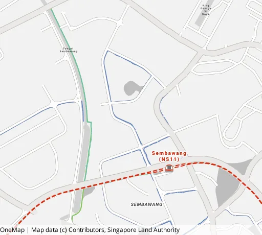 Map of the area around Blk 407 Sembawang Dr in Sembawang, showing 400 m and 1 km rings and 4 primary schools within 1 km
