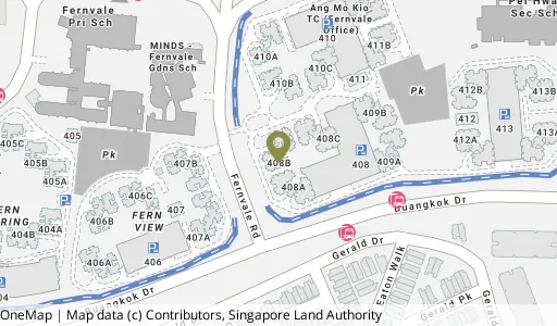 Location map of Blk 408B Fernvale Rd, a HDB resale block in Sengkang, Singapore