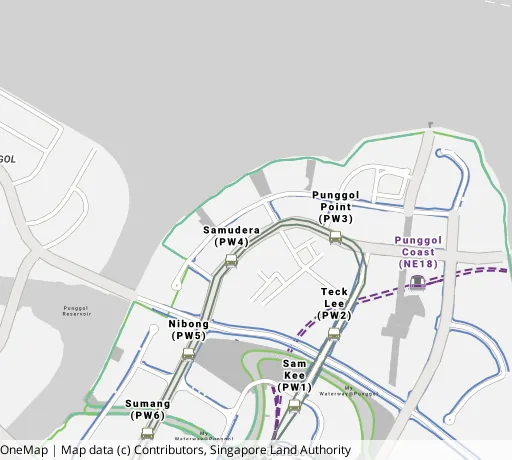 Map of the area around Blk 408B Northshore Dr in Punggol, showing 400 m and 1 km rings and 2 primary schools within 1 km