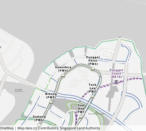 Map of the area around Blk 408C Northshore Dr in Punggol, showing 400 m and 1 km rings and 2 primary schools within 1 km