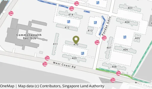 Location map of Blk 410 Pandan Gdns, a HDB resale block in Jurong East, Singapore