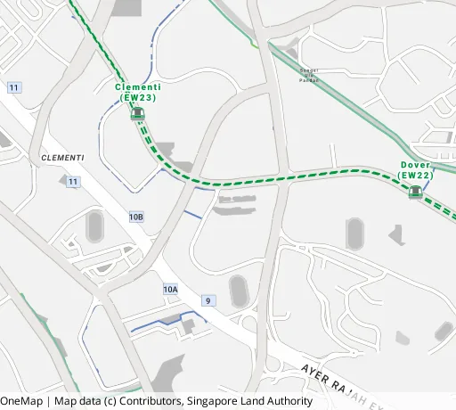 Map of the area around Blk 411 C'wealth Ave West in Clementi, showing 400 m and 1 km rings and 2 primary schools within 1 km