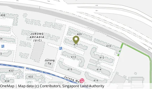 Location map of Blk 411 Jurong West St 42, a HDB resale block in Jurong West, Singapore
