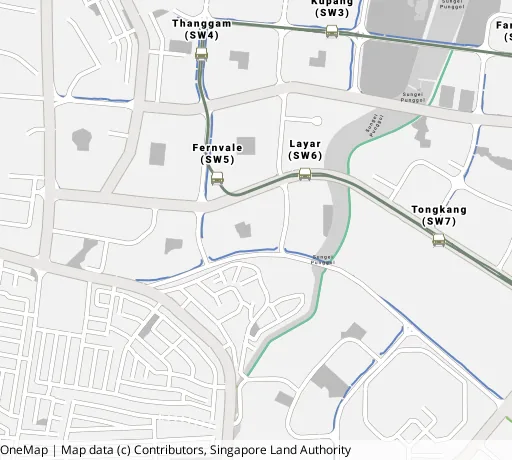 Map of the area around Blk 412B Fernvale Link in Sengkang, showing 400 m and 1 km rings and 3 primary schools within 1 km