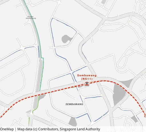 Map of the area around Blk 413 Sembawang Dr in Sembawang, showing 400 m and 1 km rings and 5 primary schools within 1 km