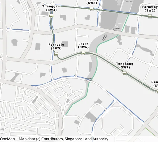 Map of the area around Blk 414A Fernvale Link in Sengkang, showing 400 m and 1 km rings and 4 primary schools within 1 km