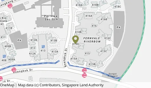 Location map of Blk 414A Fernvale Link, a HDB resale block in Sengkang, Singapore