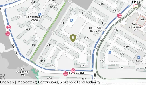 Location map of Blk 416 Saujana Rd, a HDB resale block in Bukit Panjang, Singapore