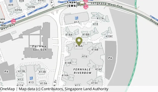 Location map of Blk 416A Fernvale Link, a HDB resale block in Sengkang, Singapore
