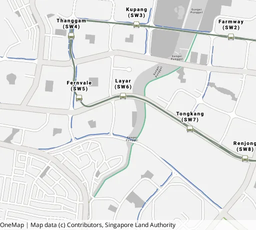 Map of the area around Blk 416B Fernvale Link in Sengkang, showing 400 m and 1 km rings and 4 primary schools within 1 km