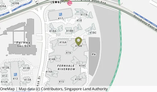 Location map of Blk 416B Fernvale Link, a HDB resale block in Sengkang, Singapore