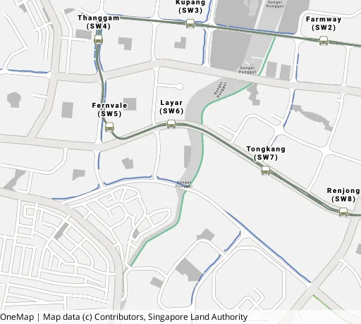Map of the area around Blk 416C Fernvale Link in Sengkang, showing 400 m and 1 km rings and 4 primary schools within 1 km