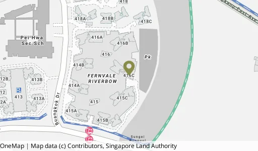 Location map of Blk 416C Fernvale Link, a HDB resale block in Sengkang, Singapore