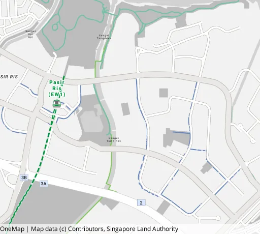 Map of the area around Blk 417 Pasir Ris Dr 6 in Pasir Ris, showing 400 m and 1 km rings and 3 primary schools within 1 km
